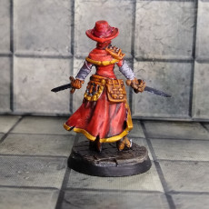 Picture of print of Grimtale. Inquisition set. Female inquisitor. Witch hunter. Tabletop miniature.