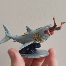 Picture of print of Zombie Shark Hunting / Undead Water Predator / Evil Swimmer / Ancient Underwater Beast / Sea & Ocean Encounter