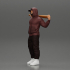 Gangster in hoodie sunglasses and cap holding A Baseball Bat on his shoulder image