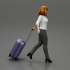 2 Business woman in shirt and trousers pulling suitcase walking in airport terminal image