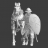Medieval Byzantine soldier - walking with horse image