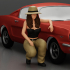 gangster homie lowrider girl in hat sitting beside car image