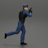 Police Officer running Chasing Criminal On Roadway holding a gun image