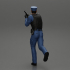 Police Officer running Chasing Criminal On Roadway holding a gun image