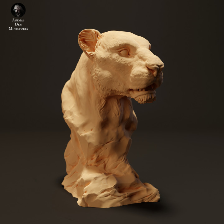 3D Printable Jaguar Bust by Animal Den Miniatures