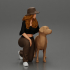 Chola Girl in hat sitting on knee hugging her dog image