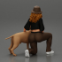 Chola Girl in hat sitting on knee hugging her dog image