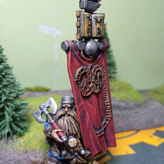 Picture of print of Dwarf Lord with Battle Banner - Highlands Miniatures