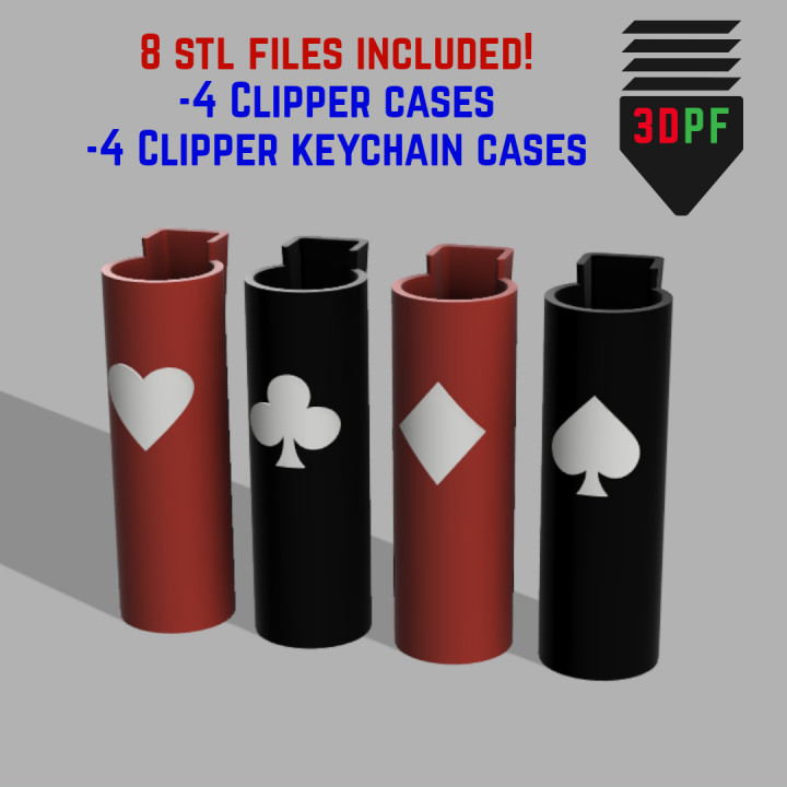 Clipper Lighter Case + Keychain Case (Playing Card Suits)
