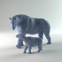 Paraceratherium mother and calf 1-35 scale pre-supported image