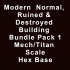 Modern Normal, Ruined, & Destroyed Building Bundle Pack 1 Mech/Titan Scale Hex Base image
