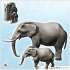 African elephant set with adult and child (7) - Animal Savage Nature Circus Scuplture High-detailed image