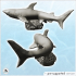 White Shark on Ocean Reef (20) - Animal Savage Nature Circus Scuplture High-detailed image