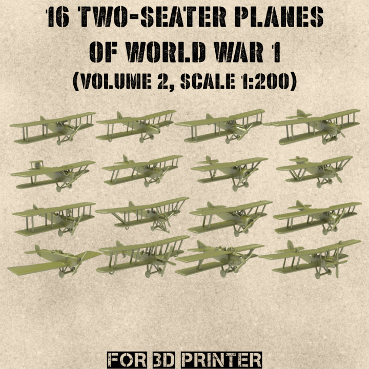 STL PACK - 16 Two-seater Planes of WW1 (Vol.2, scale 1:144) - PERSONAL USE's Cover