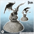 Menacing dragon on rock with double manes (30) - Medieval Dark Chaos Animal Beast Undead Tabletop Terrain image