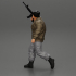 mafia gangster in jacket and pants holding a submachine gun image