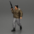 mafia gangster in jacket and pants holding a submachine gun image