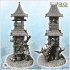 Large medieval tower with multiple tiled roofs and plant-covered walls (8) - Medieval Fantasy Magic Feudal Old Archaic Saga 28mm 15mm image
