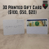 3D Printed Gift Card ($100, $50, $20) image