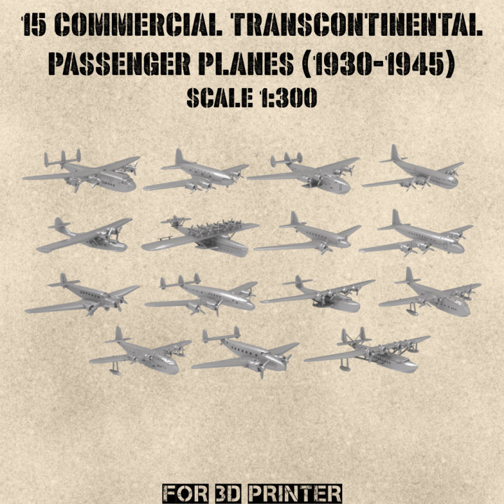 STL PACK - 15 Commercial Transcontinental Planes (1930-1945, scale 1:300) - PERSONAL USE's Cover