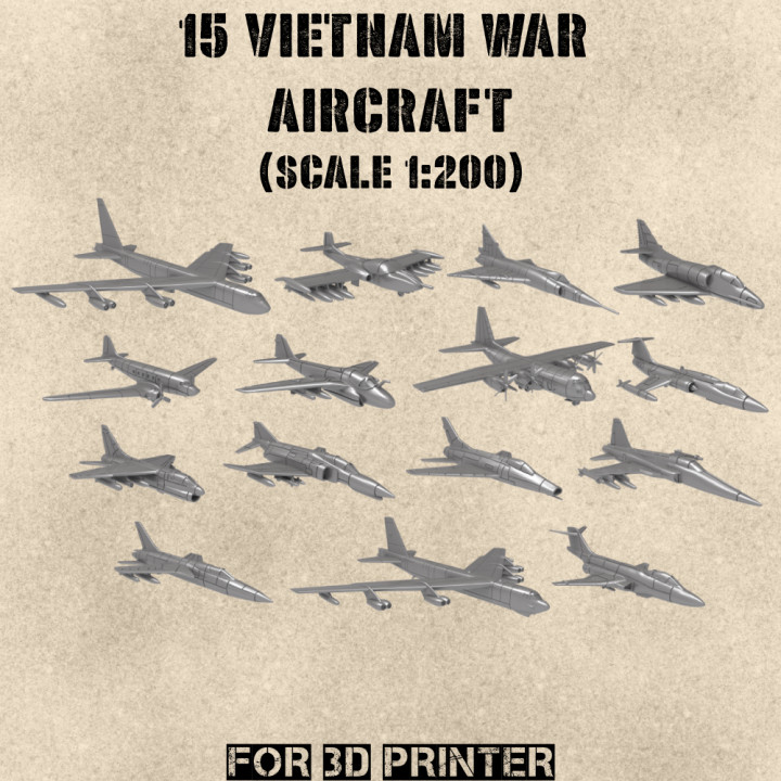 STL PACK - 15 VIETNAM War Aircraft (scale 1:200) - PERSONAL USE's Cover