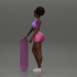 Black girl With Curly Hair Standing With Skateboard 2 image