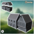 Set of two medieval warehouses with large wooden doors slate roofs (19) - Medieval Gothic Feudal Old Archaic Saga 28mm 15mm RPG image