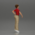 beautiful woman in polo shirt and pants with short hair image