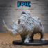 Woolly Rhino Mount Set / Rhinocero & Barbarian Rider / Arctic Beast & Warrior / Horned Snow Creature / Frozen Wild Animal /  Ice Age Encounter image