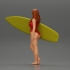 Attractive Young Woman Walking on Beach Holding Surfboard 2 image