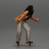 Black girl With Curly Hair riding Skateboard image