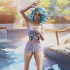 Bath Towel Girl - Pinup - Blue haired - presupported - QB Works image