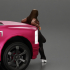 lowrider chola girl leaning against the car mini jacket image