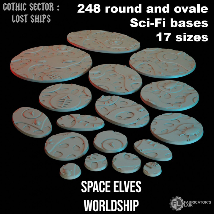 Space Elves Worldship - 248 ROUND AND OVALE SCI-FI BASES 17 SIZES's Cover