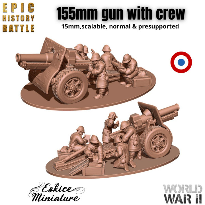 French 155mm artillery gun with crew - 15mm for EHB's Cover
