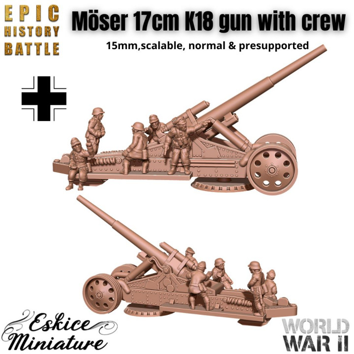 German Möser 17cm K18 gun with crew - 15mm for EHB's Cover
