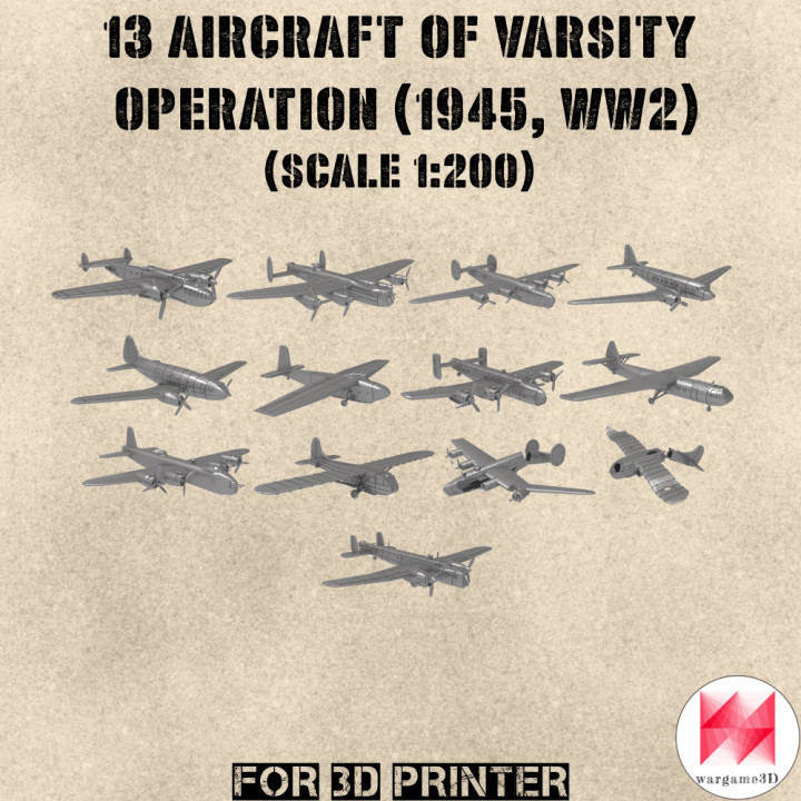 STL PACK - 13 Aircraft of VARSITY operation (1945, WW2) (scale 1:200) - PERSONAL USE's Cover