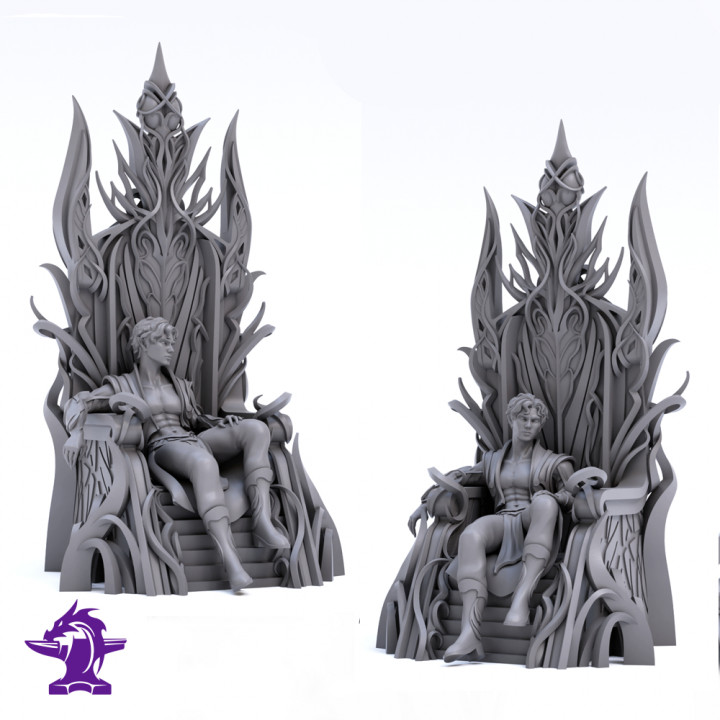 The Baron | Elf Noble Seated on Throne | 2 Seperate Models Male Elf & Throne's Cover