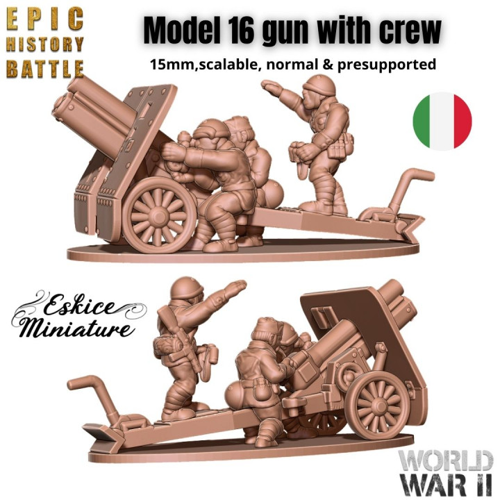 Model 16 italian gun with crew - 15mm for EHB's Cover