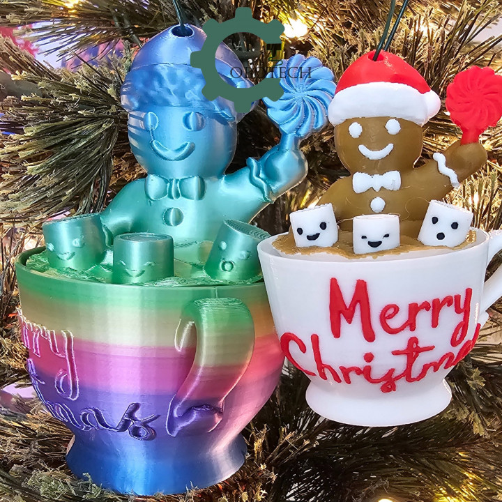 3D Printable Cobotech Twisty Gingerbread Man In A Cup Ornament by