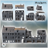 Set of four damaged modern buildings with large access door and destroyed roofs (35) - Modern WW2 WW1 World War Diaroma Wargaming RPG Mini Hobby image