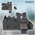 Brick building with two annexes and mansard roof (ruined version) (12) - Modern WW2 WW1 World War Diaroma Wargaming RPG Mini Hobby image