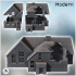 Large modern mansion with angled roof and central annex with chimney (destroyed version) (40) - Modern WW2 WW1 World War Diaroma Wargaming RPG Mini Hobby image