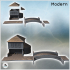 Set of rounded bridge and modern house with a four-sloped roof and a semi-circular annex (5) - Modern WW2 WW1 World War Diaroma Wargaming RPG Mini Hobby image