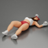 Latina girl boxing  losing leaning on the boxing ring image