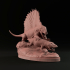 Dimetrodon hunting Eryops 1-35 scale pre-supported prehistoric animal image