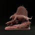 Dimetrodon hunting Eryops 1-35 scale pre-supported prehistoric animal image