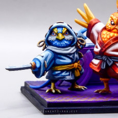 Picture of print of Sparrow Warrior Trio - Hiina, Ishi, & Tome, Yosuzume Mercenaries (Pre-supported)