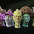 Zombies Heads Keychain and Magnets Full Collection image