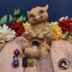 Picture of print of Baby Owlbear Dice Tower - SUPPORT FREE!